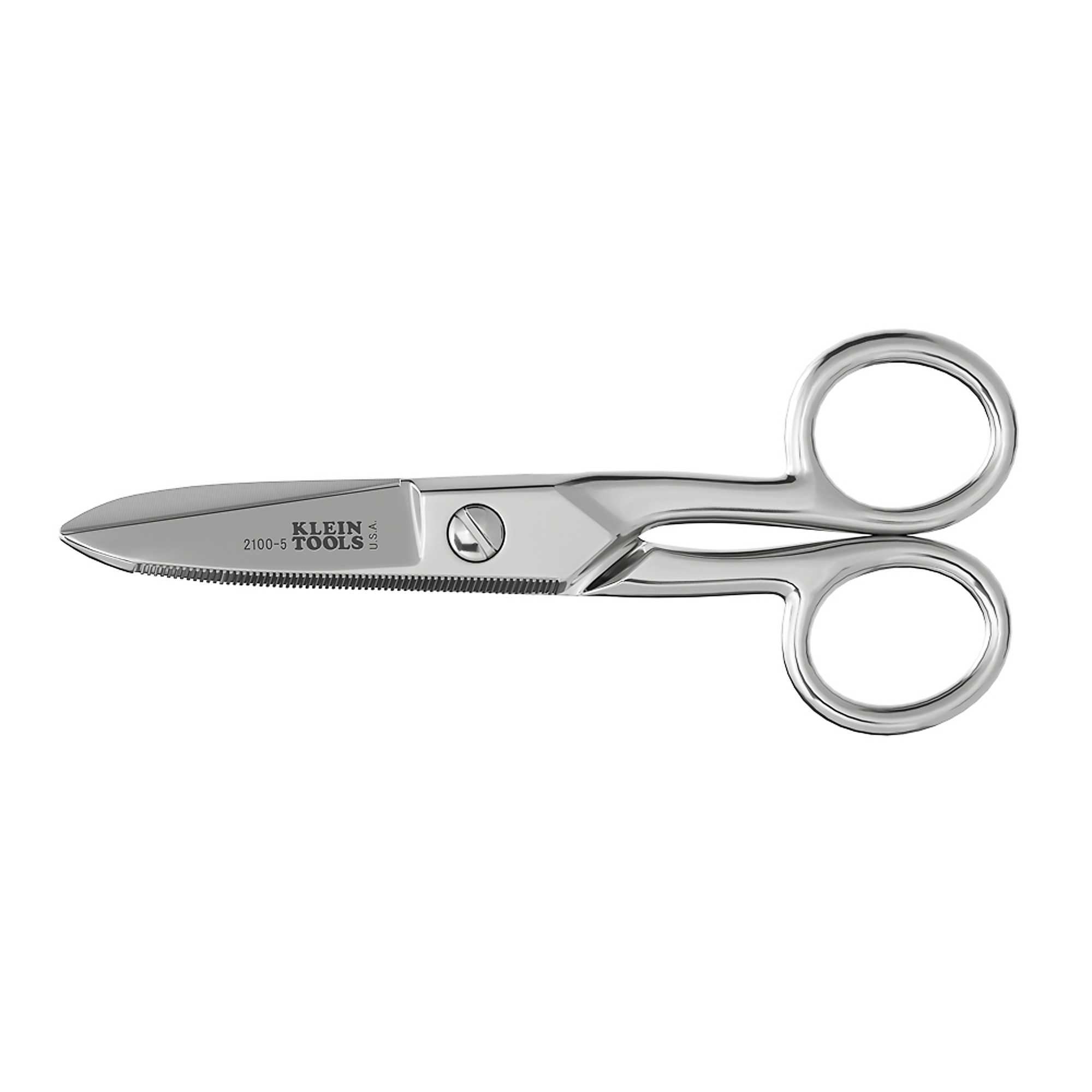 Klein Tools Electrician's Scissors — 5 1/4in., Nickel-Plated Steel, Model# 2100-5